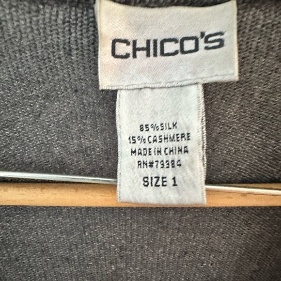 Chico's 1 Gray Ombre Gray Women's cardigan Sweater M Silk Cashmere - Picture 3 of 5